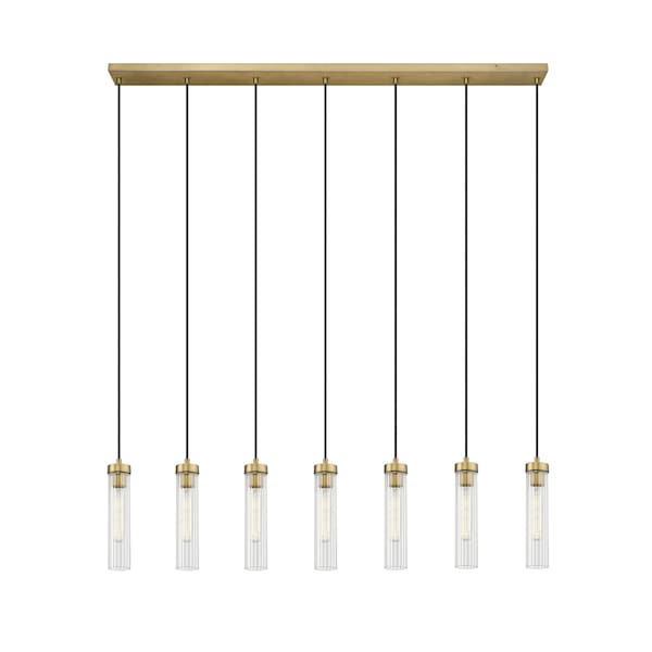 Z-Lite Beau Linear Chandelier, 7-Light, 4.75 In.W x 54 In.L x 12.75 In.H, Rubbed Brass/Clear 740P-7L-RB - main